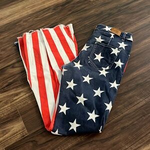 Ranch Dressing bell bottom red white and blue jeans size 10